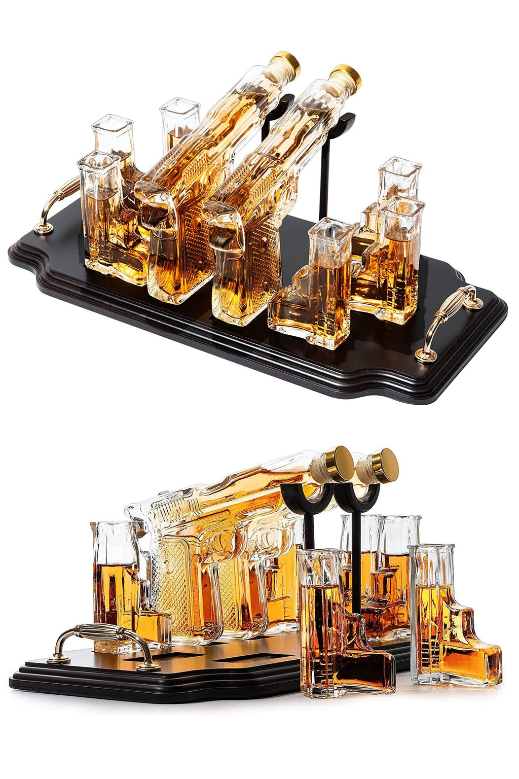 Pistol 2 Decanters 300ml with 6 3oz Pistol Shot Glasses