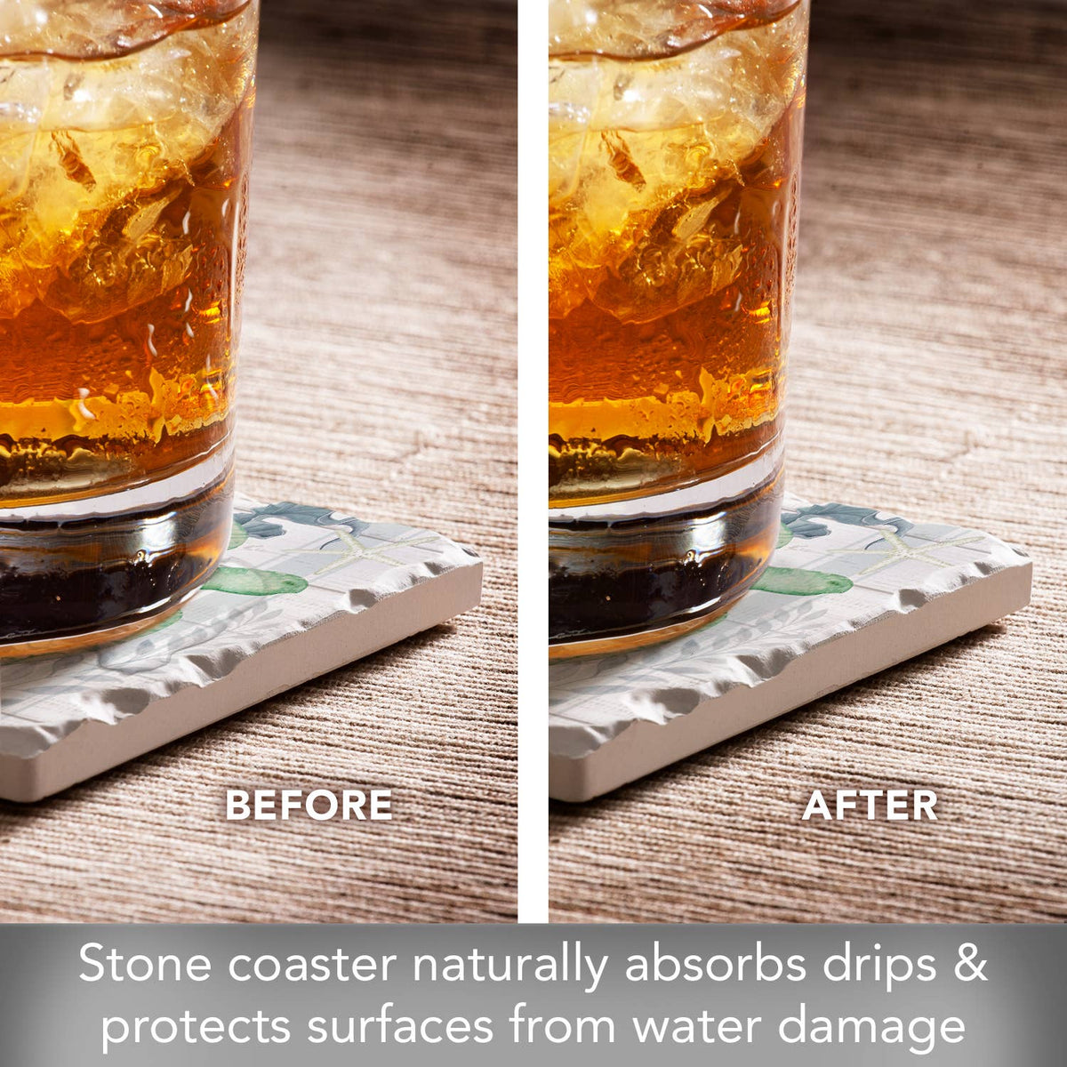 Beach Therapy Turtle Single Absorbent Tumbled Tile Coaster