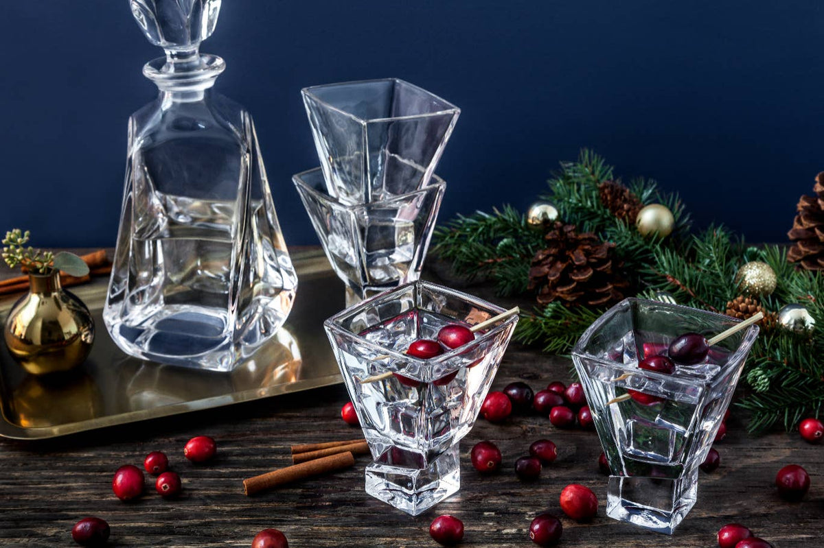 Carre Square Heavy Base Stemless Martini Glasses, 2 glasses