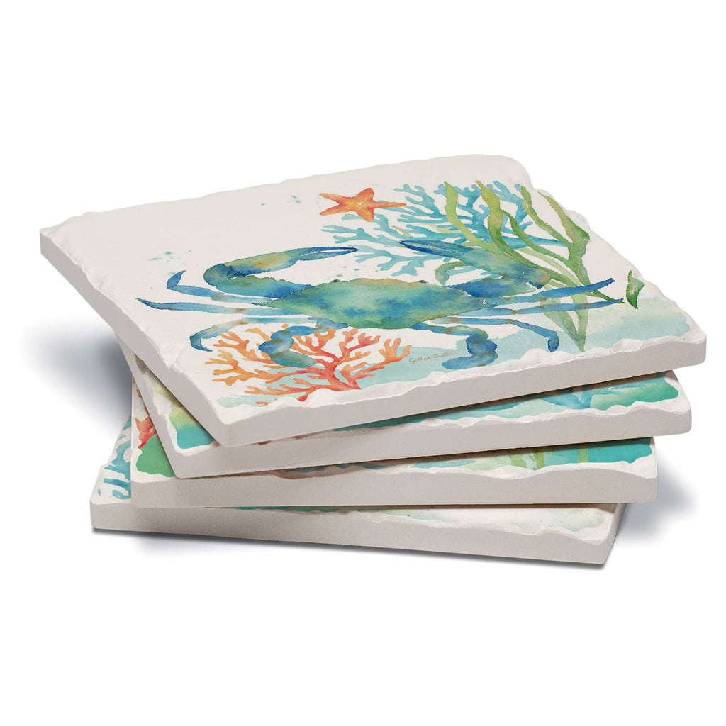 Sea Life Serenade Assorted Image Tumbled Tile Coaster