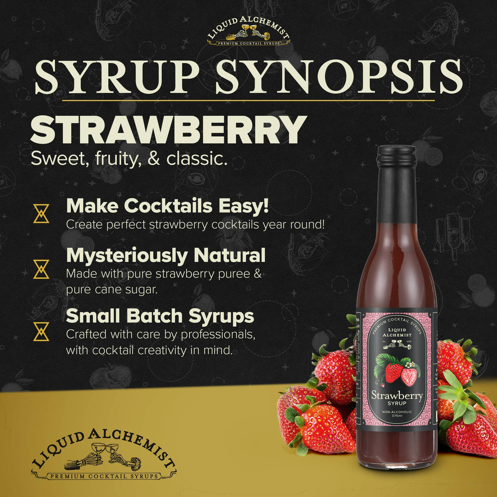 Strawberry Syrup for Drinks, Cocktails & Lemonade: 375ml