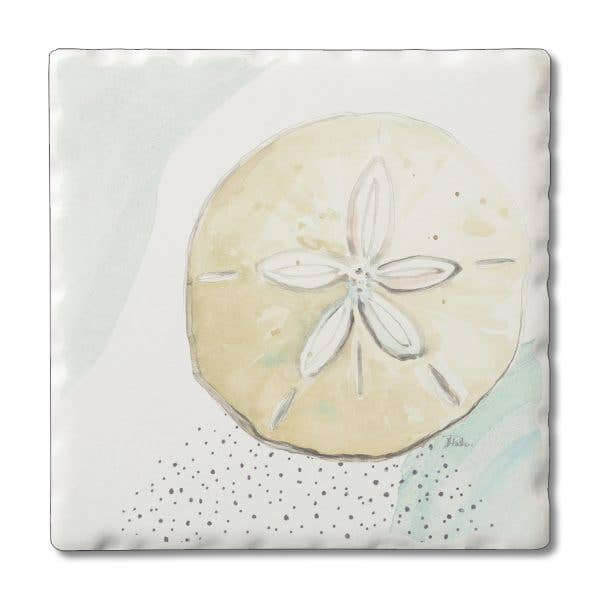 Sand Dollar Single Absorbent Stone Tumbled Tile Coaster