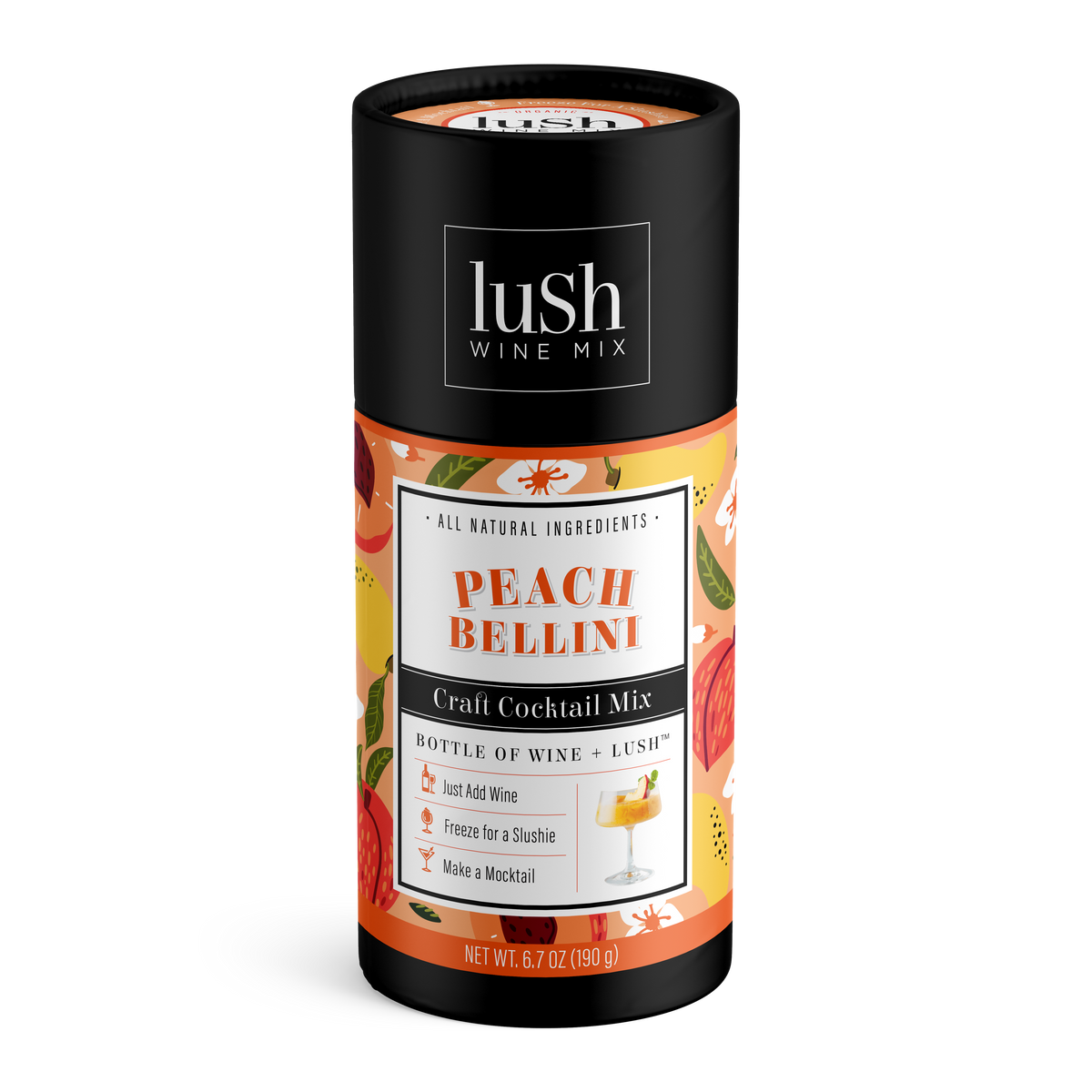 Lush Peach Bellini- 8+ Servings Wine Slushie Cocktails Mocktails