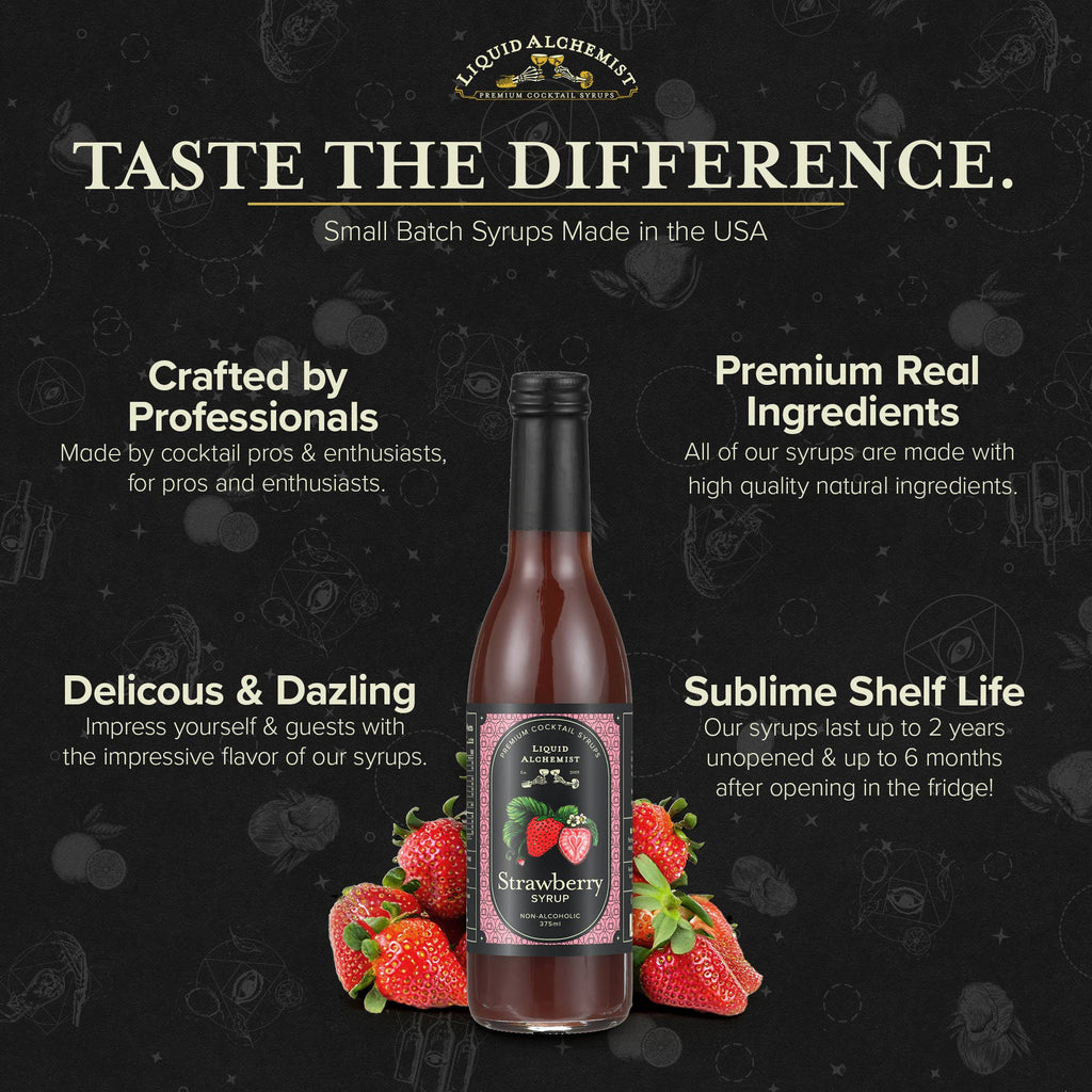 Strawberry Syrup for Drinks, Cocktails & Lemonade: 375ml