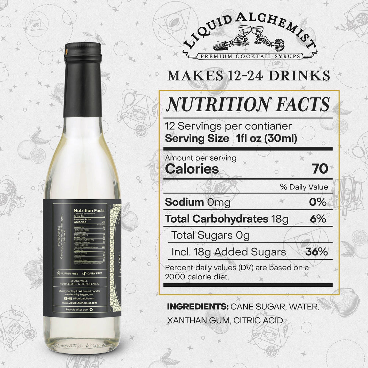 Simple Syrup for Cocktails, Coffee & Drinks: 375ml