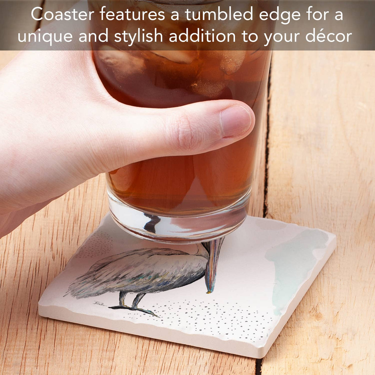 Pelican Single Absorbent Tumbled Tile Coaster