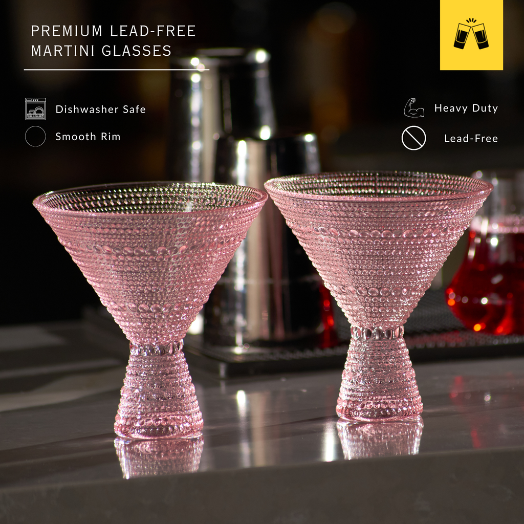 Pink Hobnail Martini Glasses - 9oz