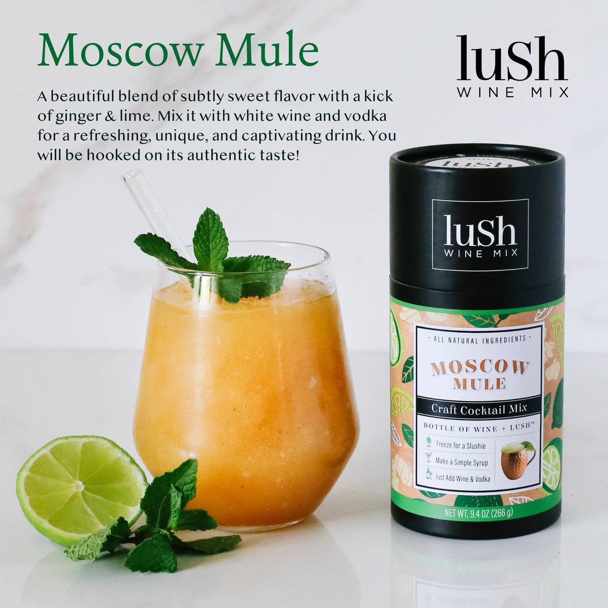 Moscow Mule Singles Makes 8+ individual servings per caniste
