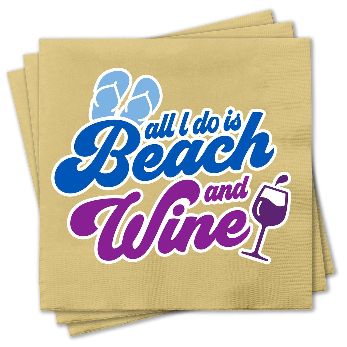 Funny Cocktail Napkins - Beach and Wine