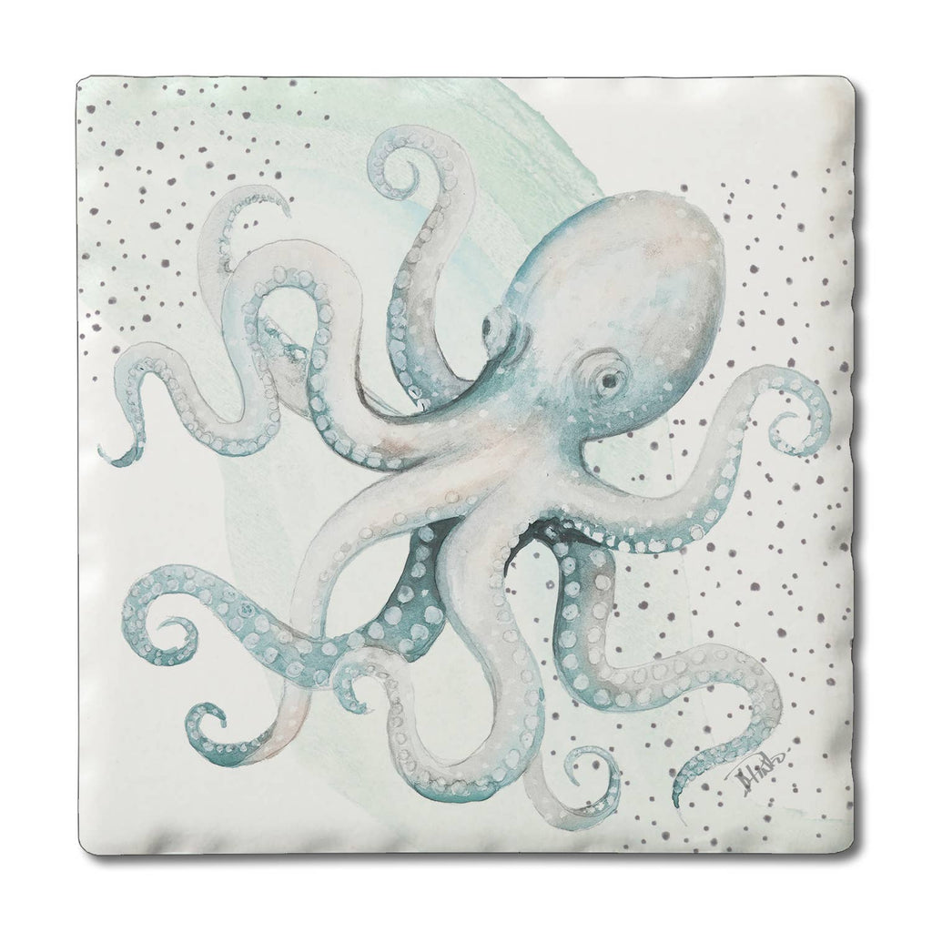 "Octopus" Single Absorbent Stone Tumbled Tile Coaster