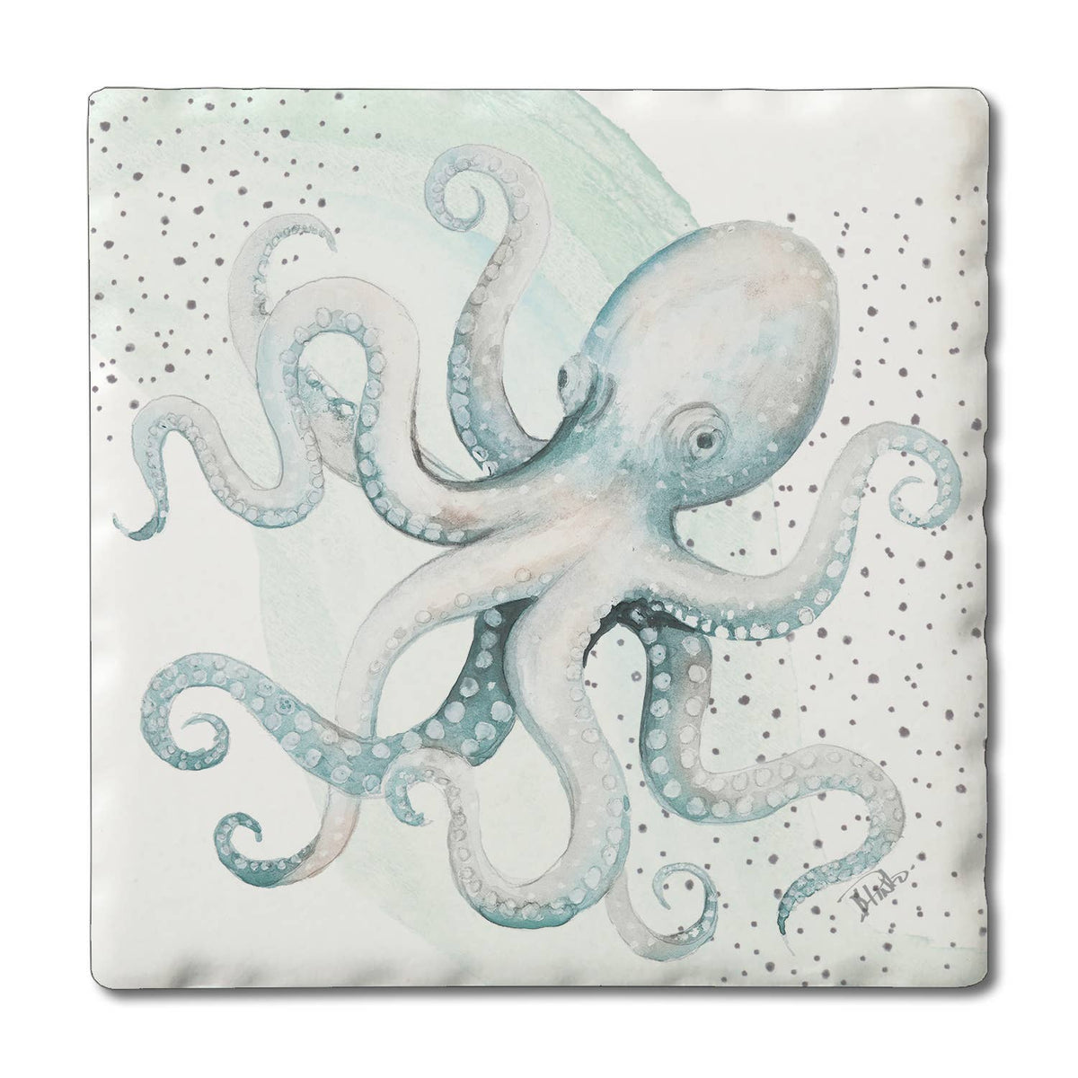 "Octopus" Single Absorbent Stone Tumbled Tile Coaster