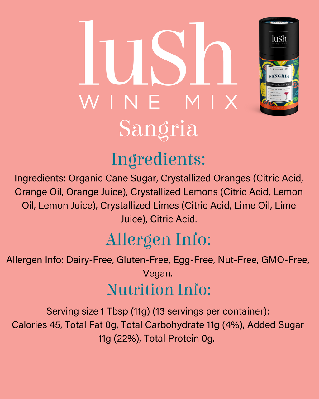Lush Sangria Wine Slushie - 8+Servings Organic Cocktails Mocktail