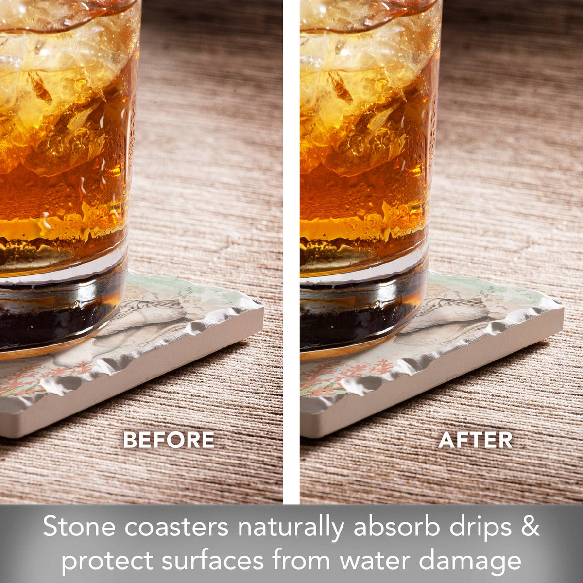 Caribbean Seas Assorted Image Tumbled Tile Coaster 4 Pack