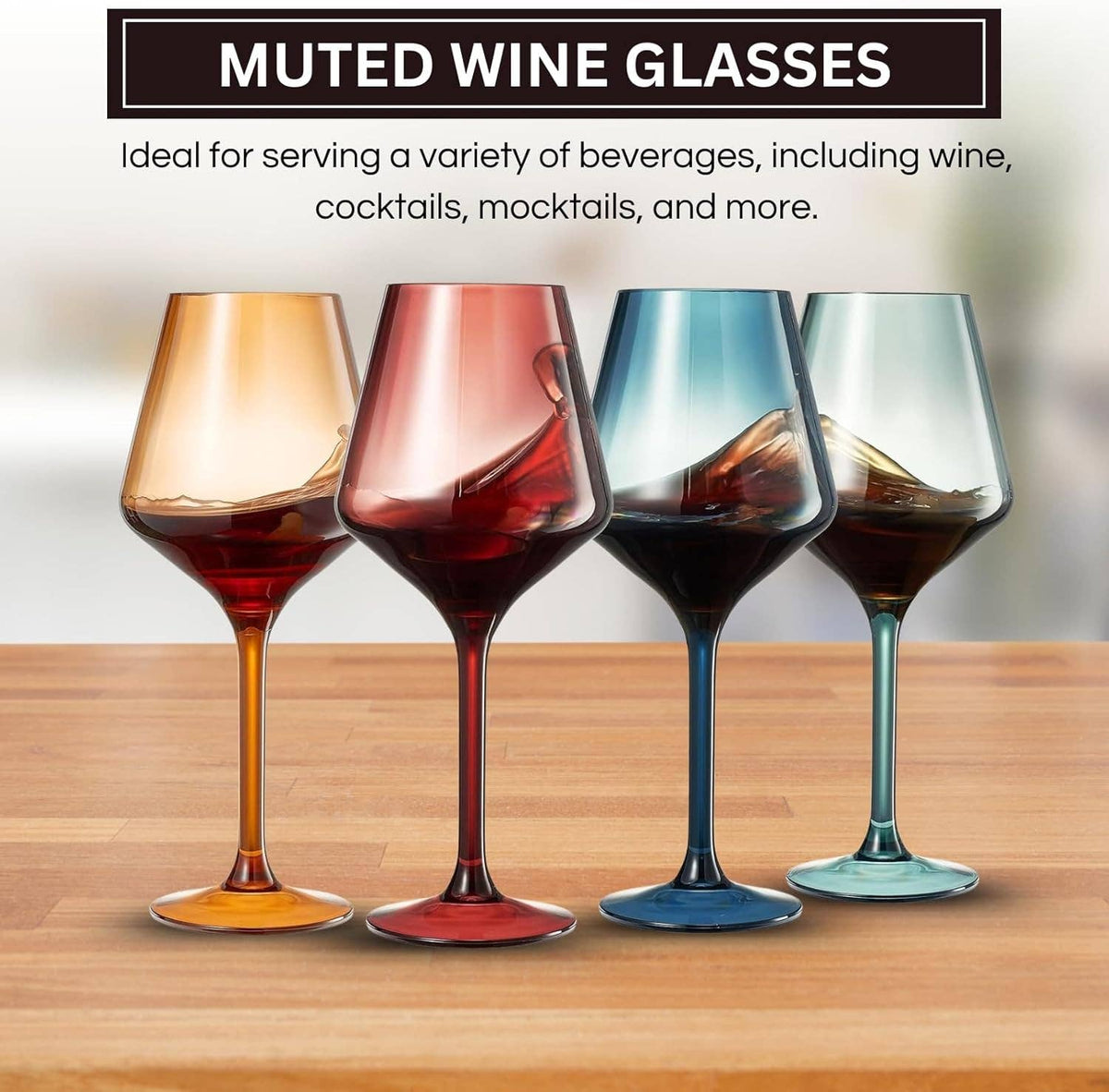 Floating Acrylic Wine Glasses 16oz –Muted Colors