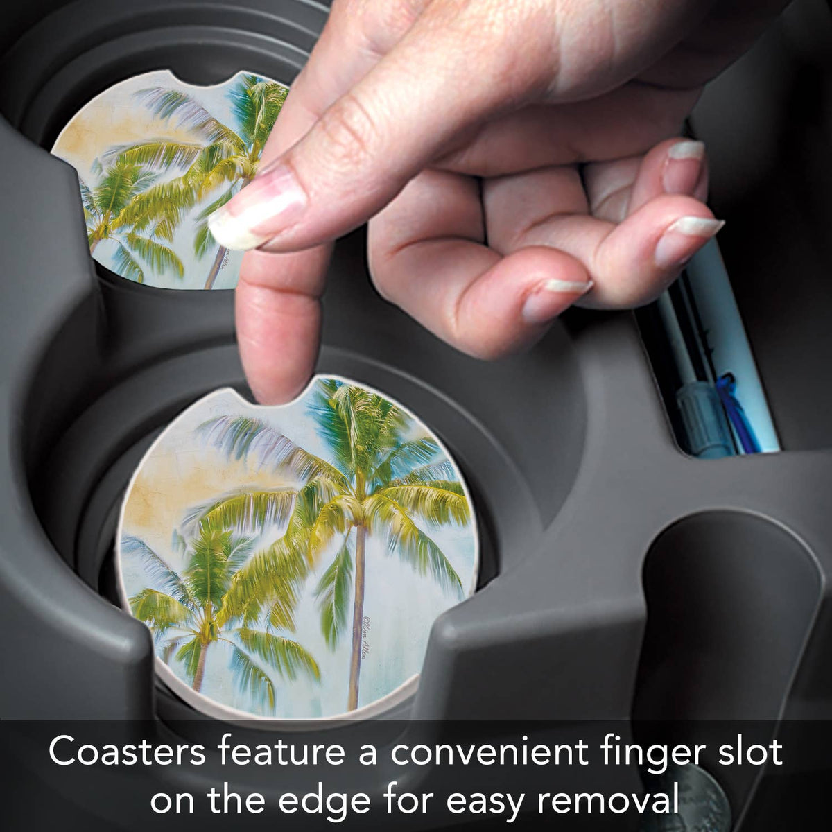 Sunset Palms 1pk Absorbent Stone Car Coaster