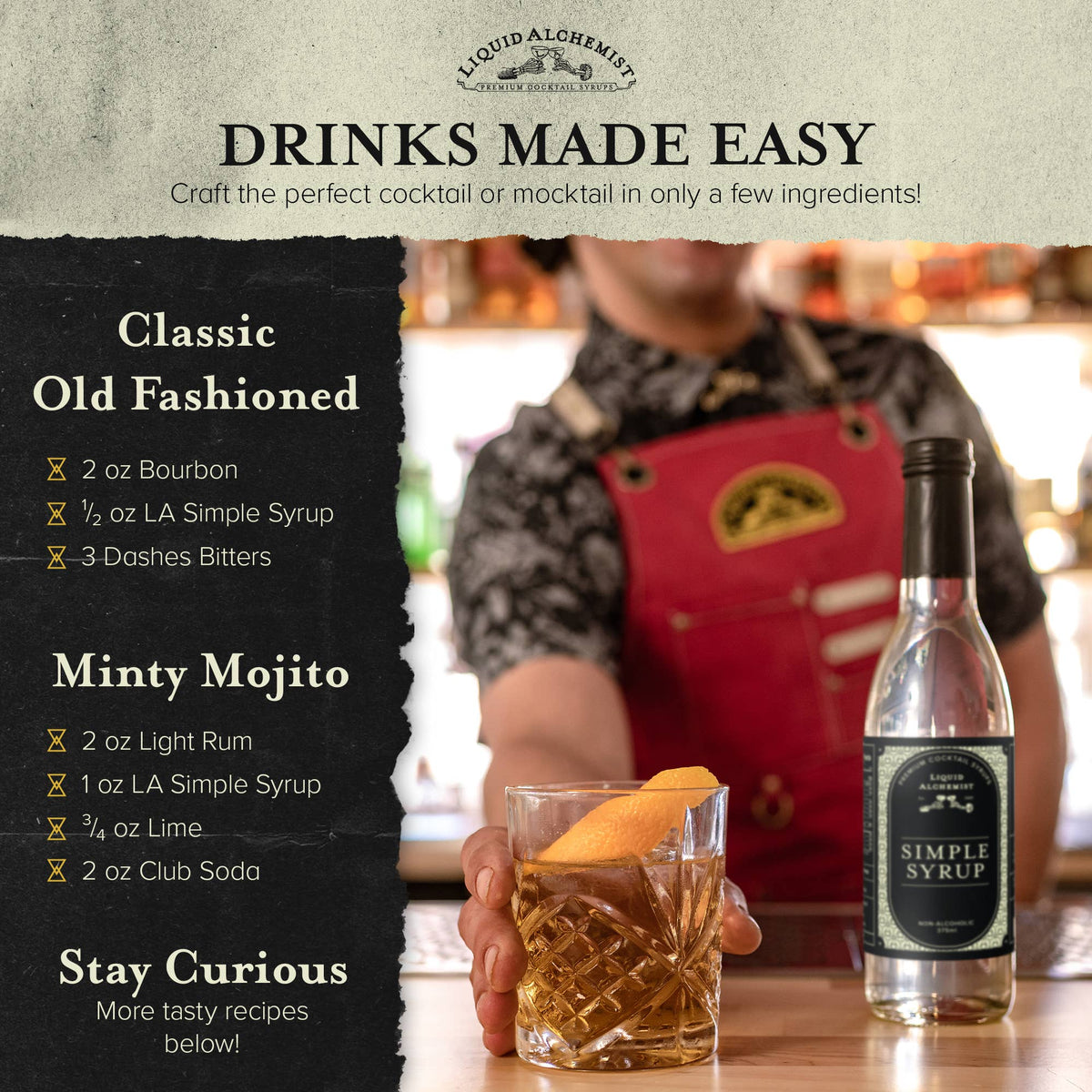 Simple Syrup for Cocktails, Coffee & Drinks: 375ml