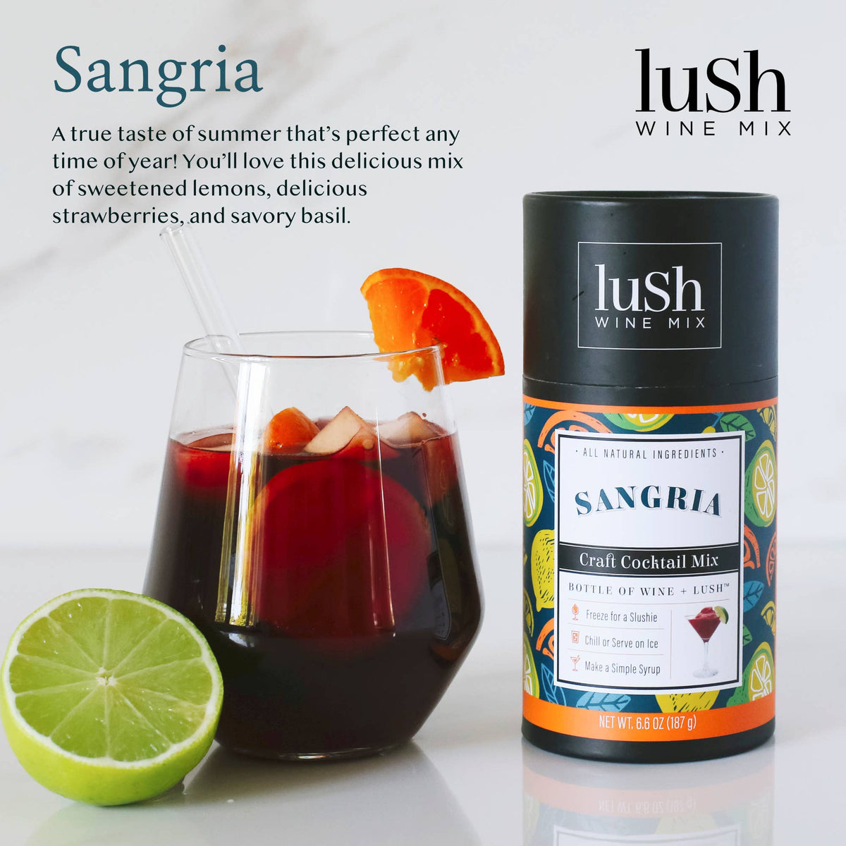 Lush Sangria Wine Slushie - 8+Servings Organic Cocktails Mocktail