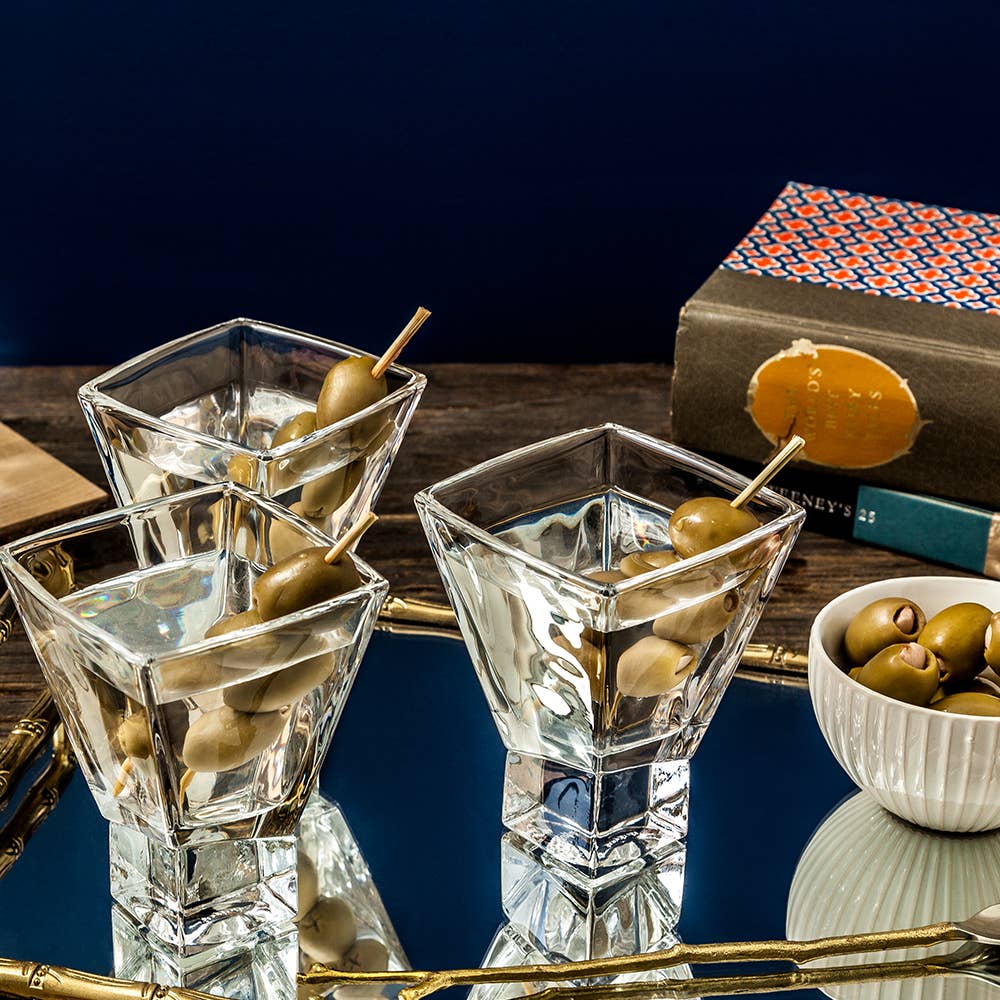 Carre Square Heavy Base Stemless Martini Glasses, 2 glasses