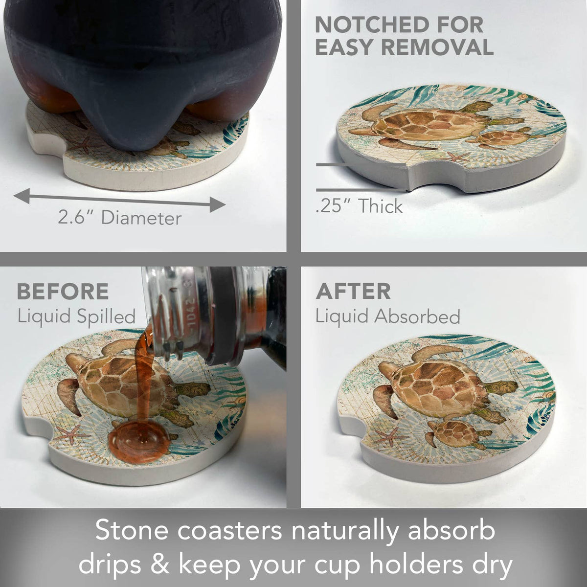Monterey Bay Absorbent Stone Car Coaster 1 Pack