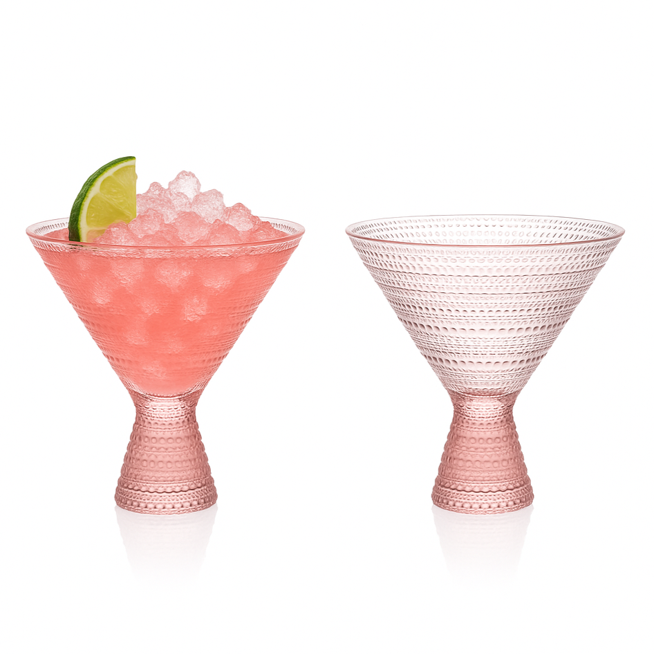 Pink Hobnail Martini Glasses - 9oz