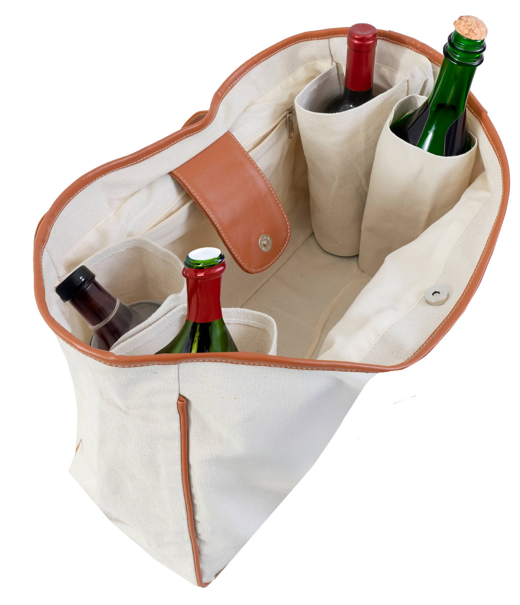 Magid Canvas Wine Tote "GOOD FRIENDS WINE TOGETHER"