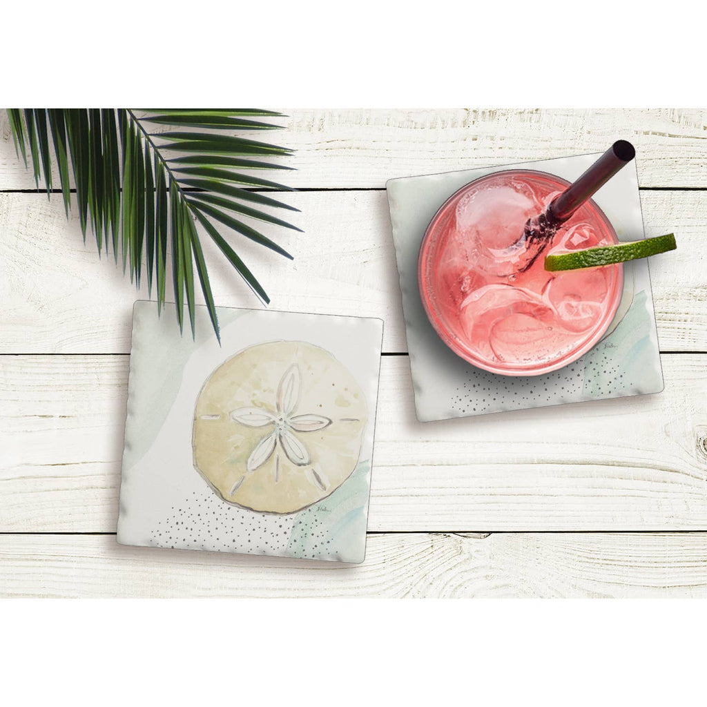 Sand Dollar Single Absorbent Stone Tumbled Tile Coaster