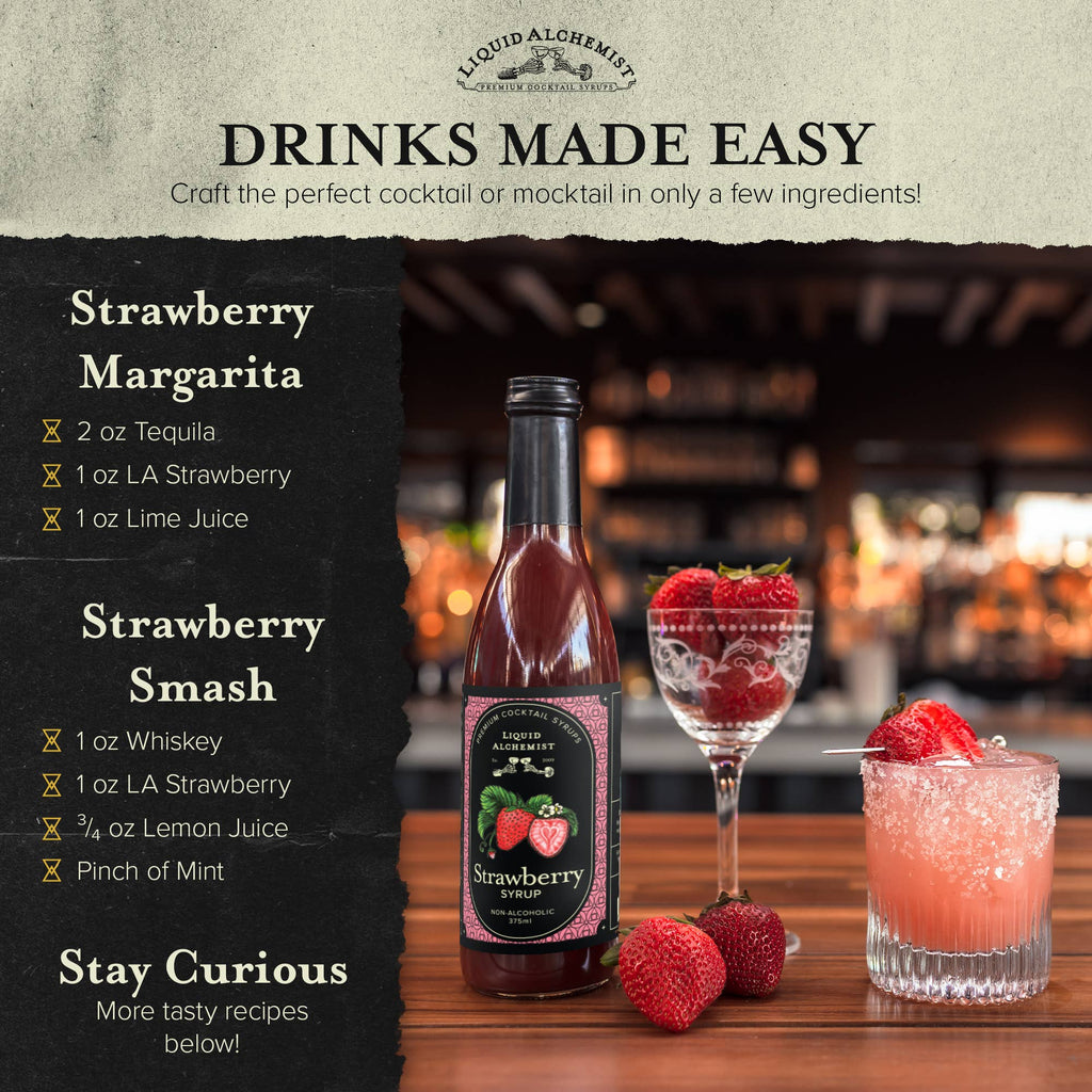 Strawberry Syrup for Drinks, Cocktails & Lemonade: 375ml