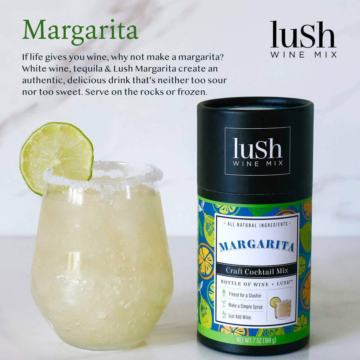 Lush Margarita Canisters - 8+ Organic Cocktail & Mocktail Mix