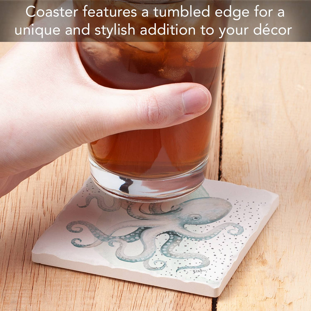 "Octopus" Single Absorbent Stone Tumbled Tile Coaster
