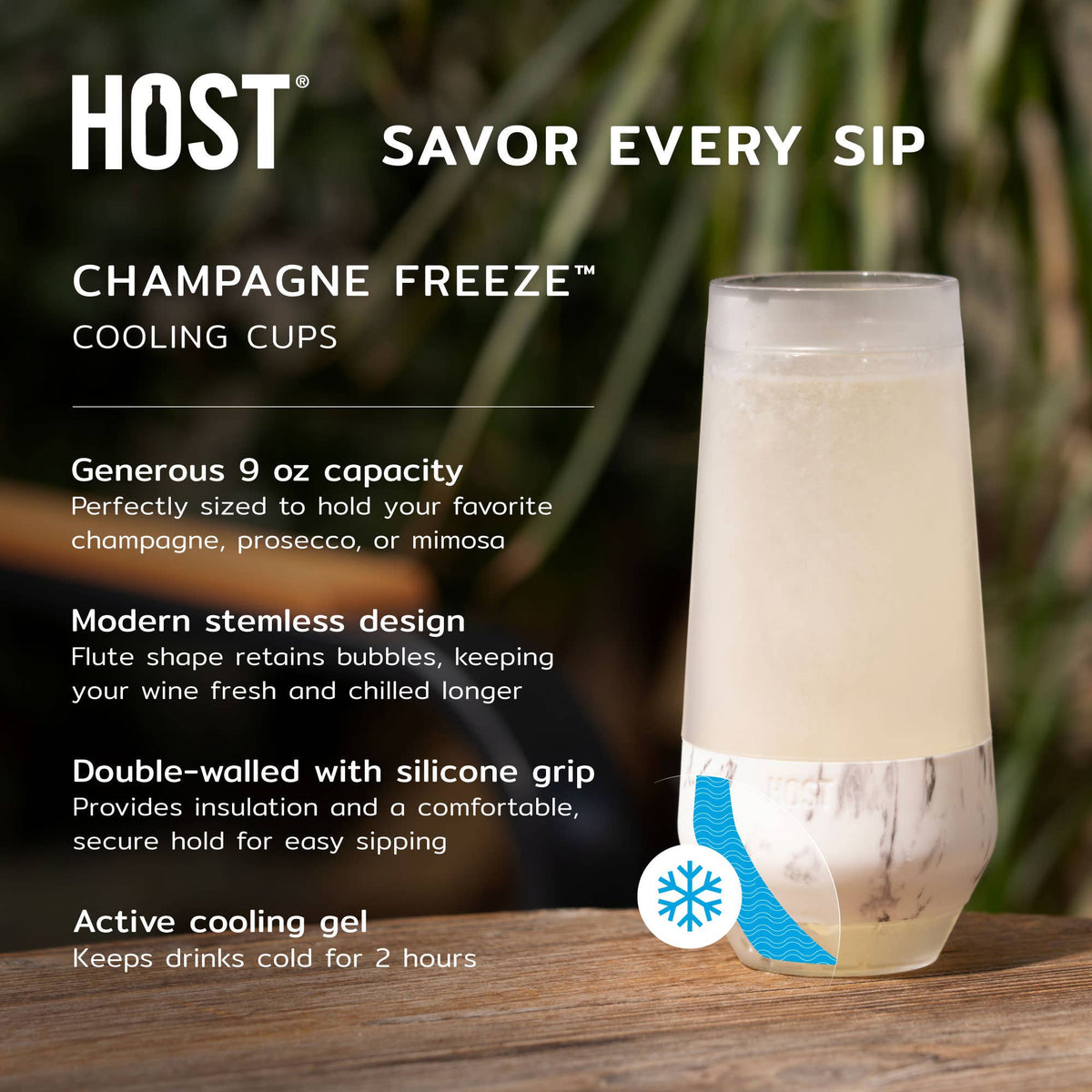 Champagne FREEZE™ Cooling Cups in Blush Tint Set of 2
