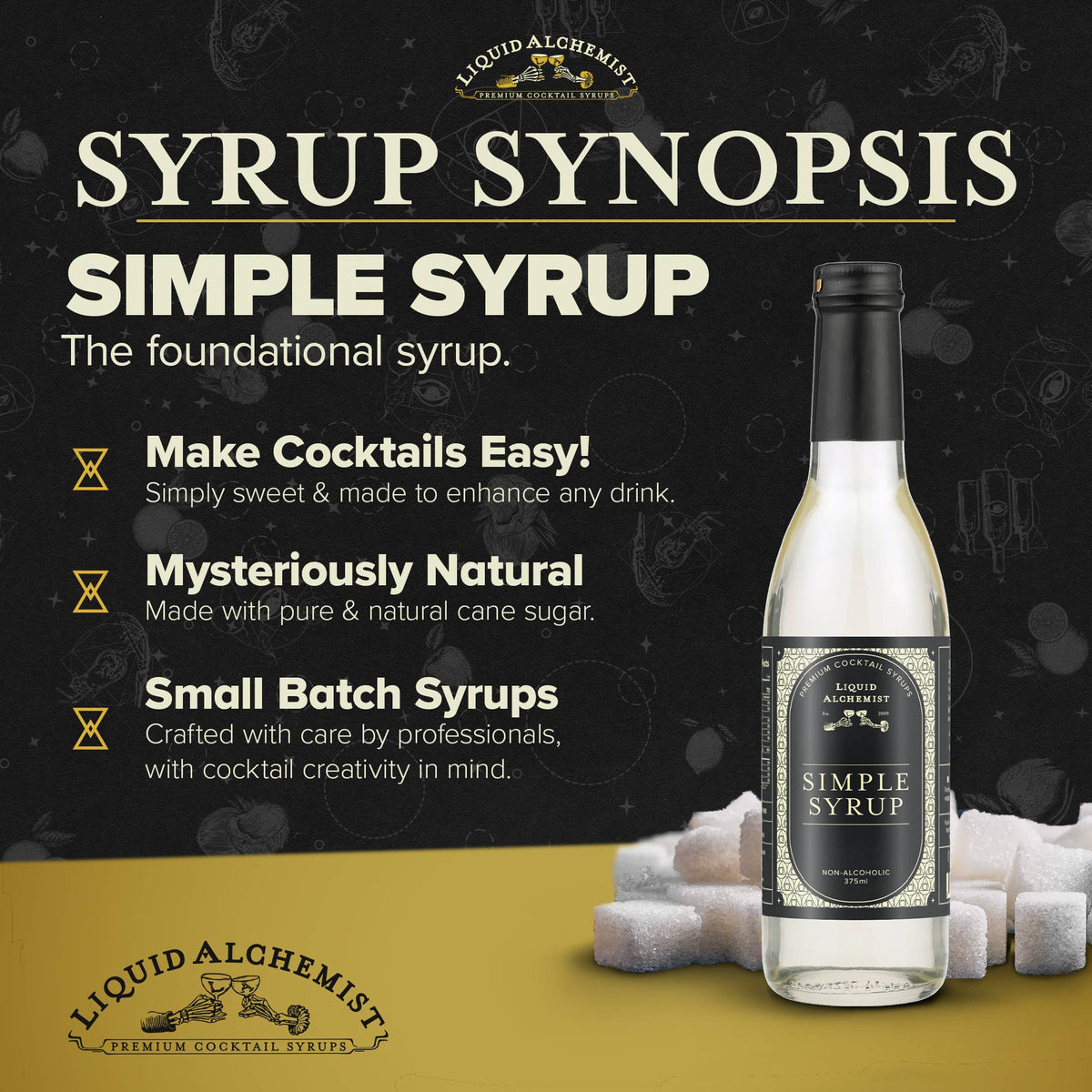 Simple Syrup for Cocktails, Coffee & Drinks: 375ml