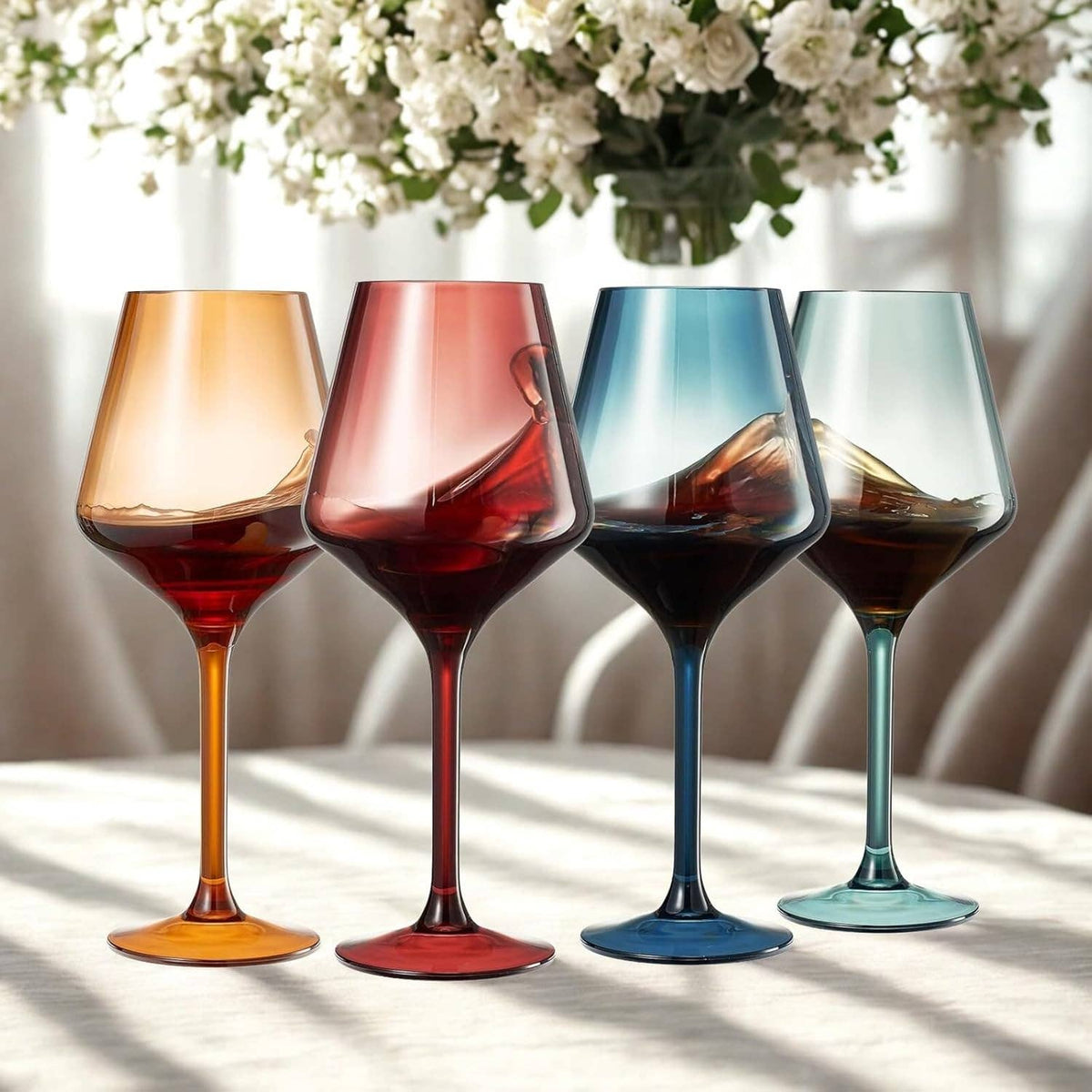 Floating Acrylic Wine Glasses 16oz –Muted Colors
