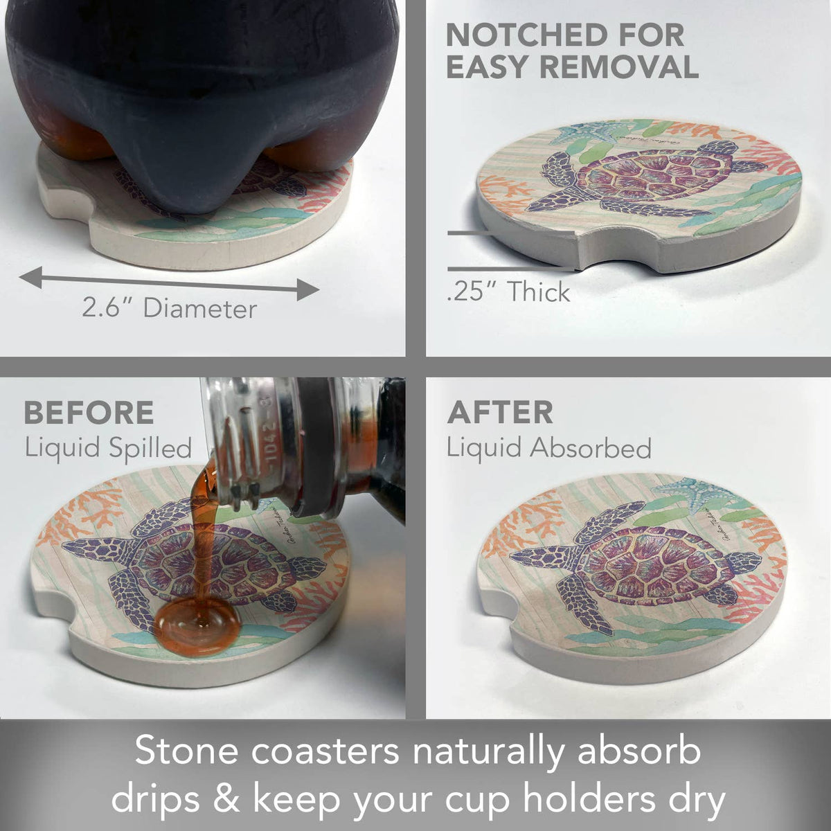Salt and Sea Absorbent Stone Car Coaster 1 Pk
