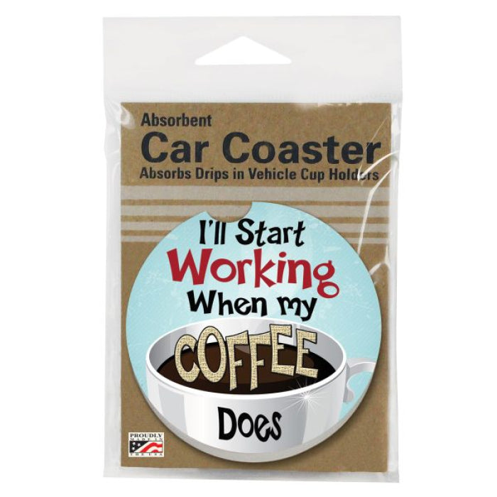 “Start Working” Stone Car Coaster 1pk