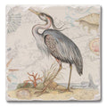 Shoreline Blue Heron Absorbent Stone Tumbled Tile Coasters