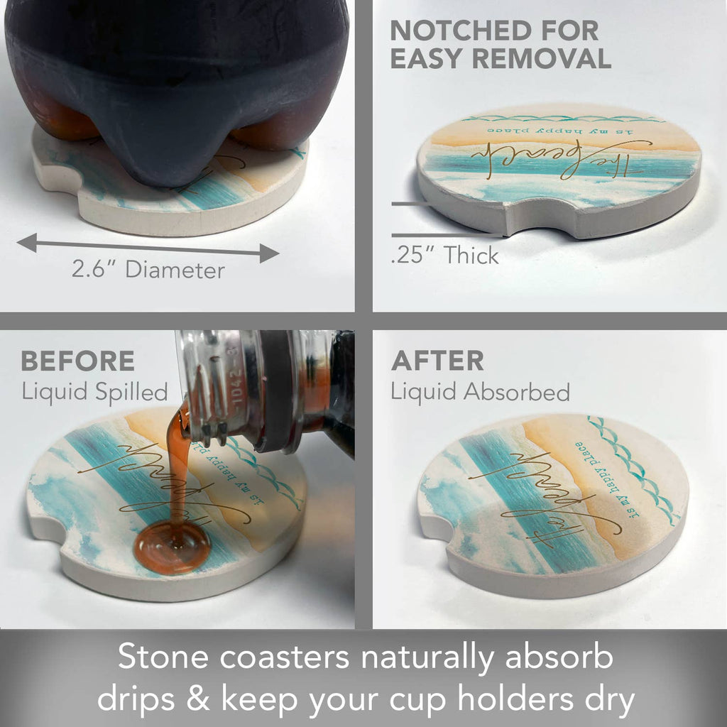 My Happy Place Bulk Stone Car Coaster