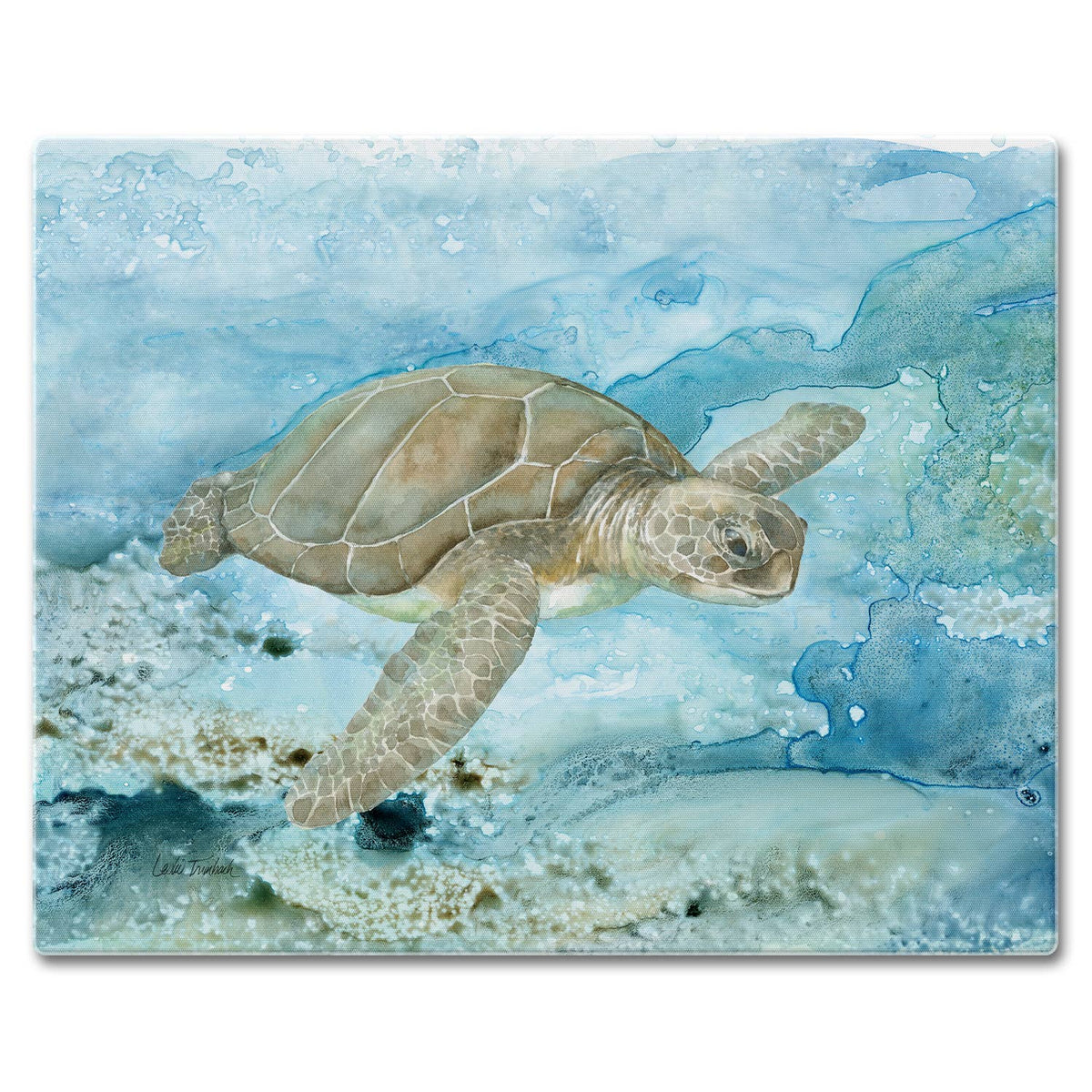 "Under Sea Life" 3mm Tempered Glass Cutting Board 15" x 12"