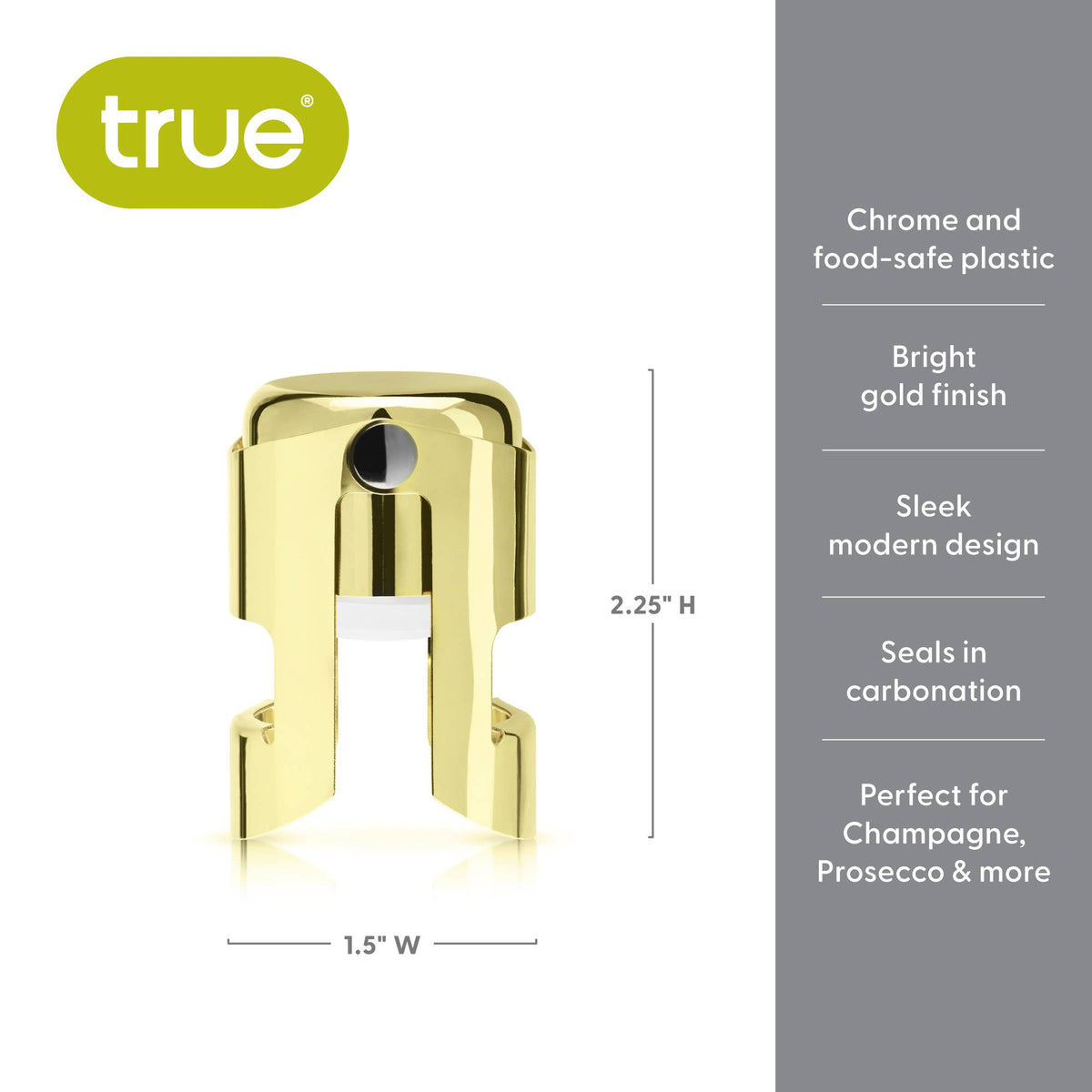 Fizz Chrome Champagne Stopper Silver or Gold