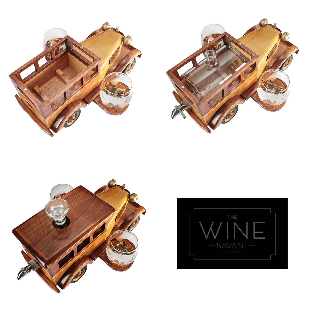 Old Fashioned Car Whiskey Decanter Set, Very Large 15" x 13"
