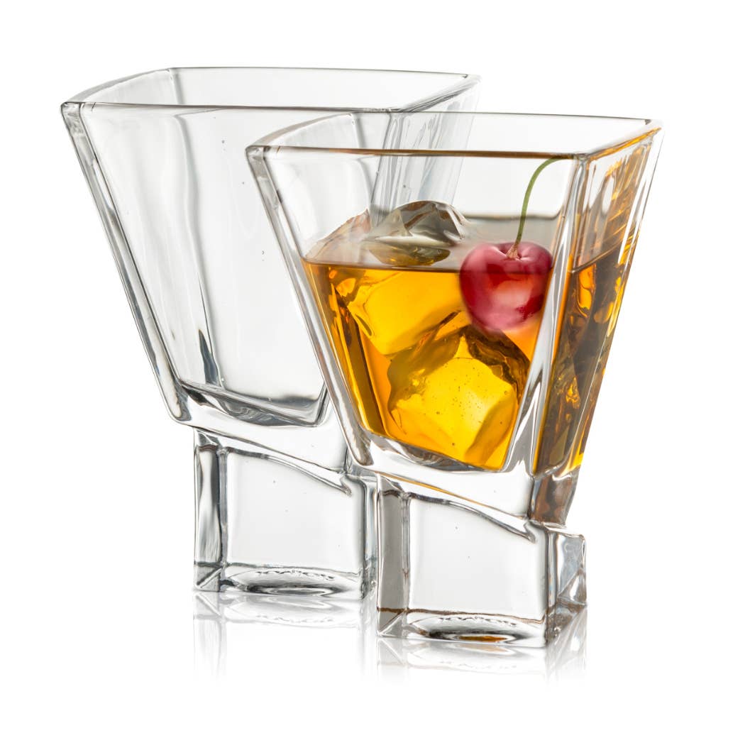 Carre Square Heavy Base Stemless Martini Glasses, 2 glasses