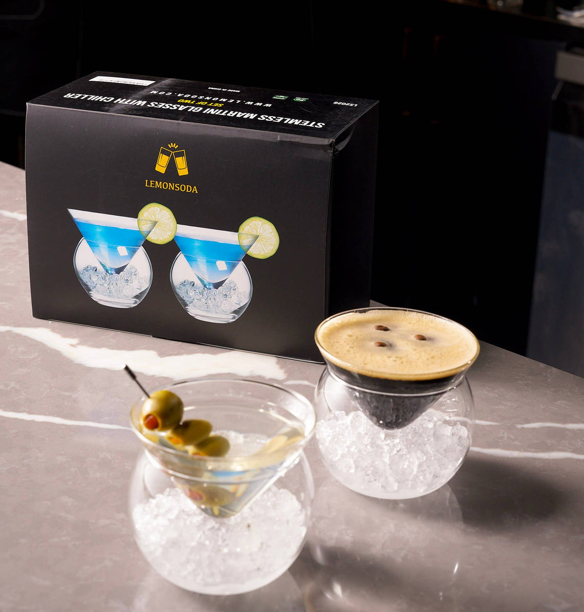 Stemless Martini Glasses with Chiller (7oz) (1pc)