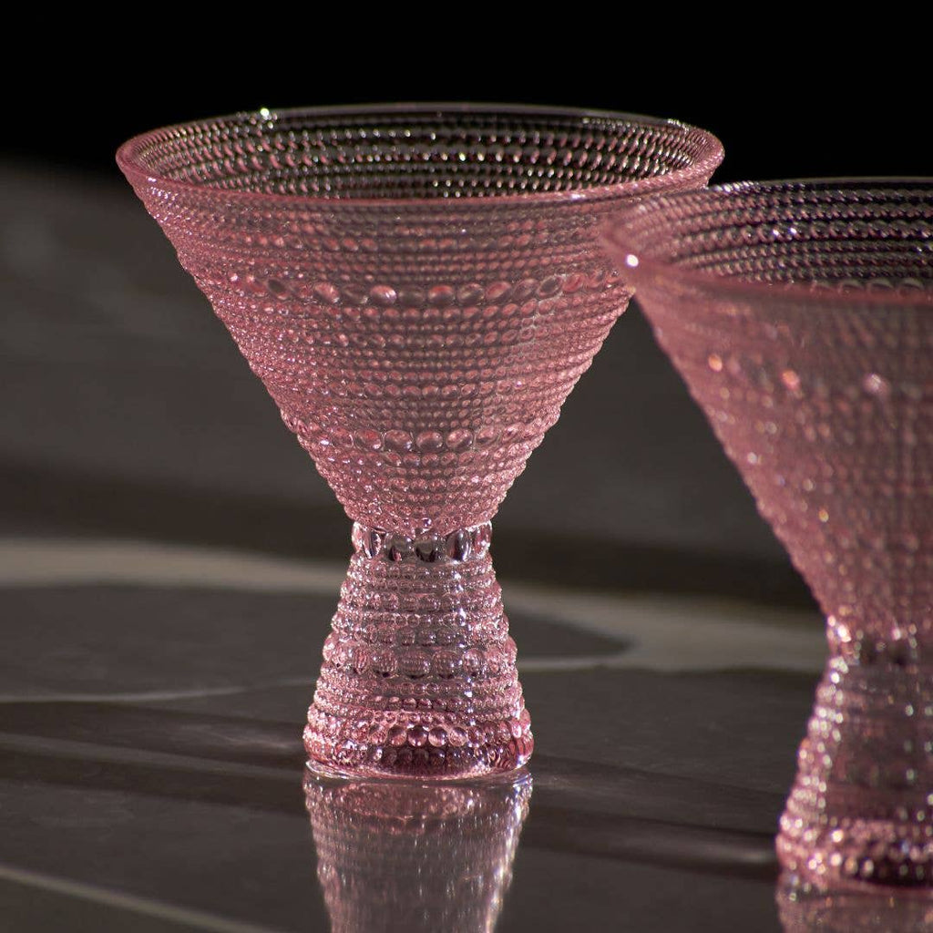 Pink Hobnail Martini Glasses - 9oz