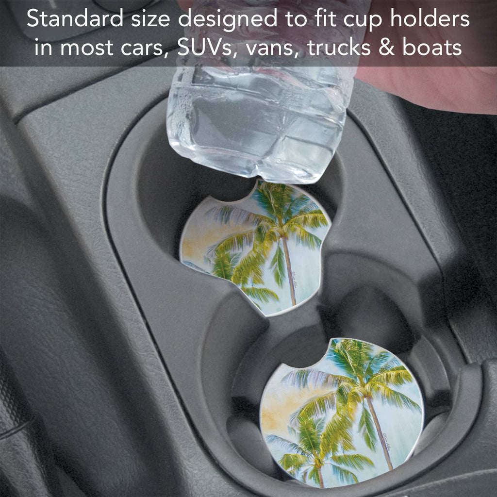 Sunset Palms 1pk Absorbent Stone Car Coaster