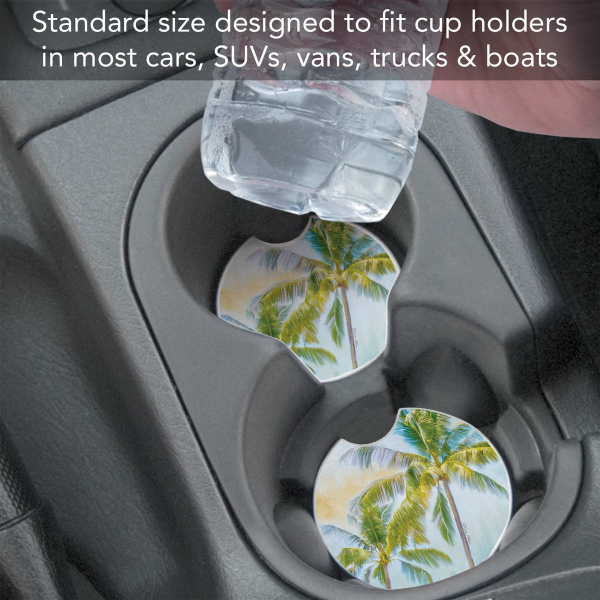 Sunset Palms 1pk Absorbent Stone Car Coaster
