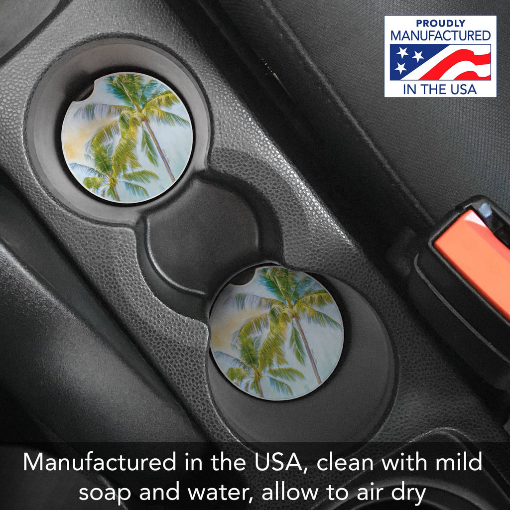 Sunset Palms 1pk Absorbent Stone Car Coaster