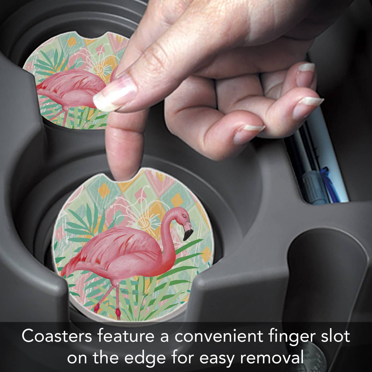 Diamond Flamingo Bulk Stone Car Coaster