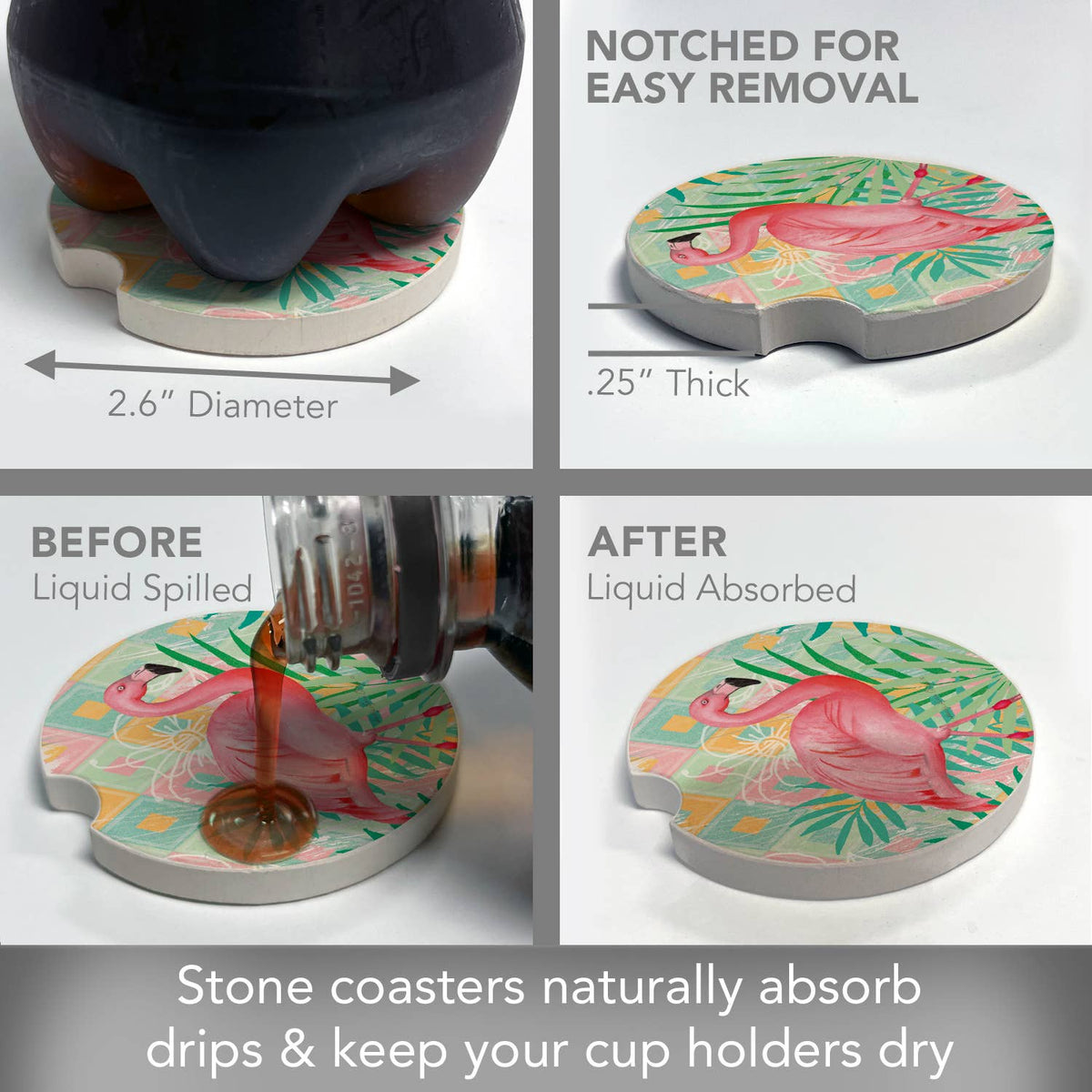 Diamond Flamingo Bulk Stone Car Coaster