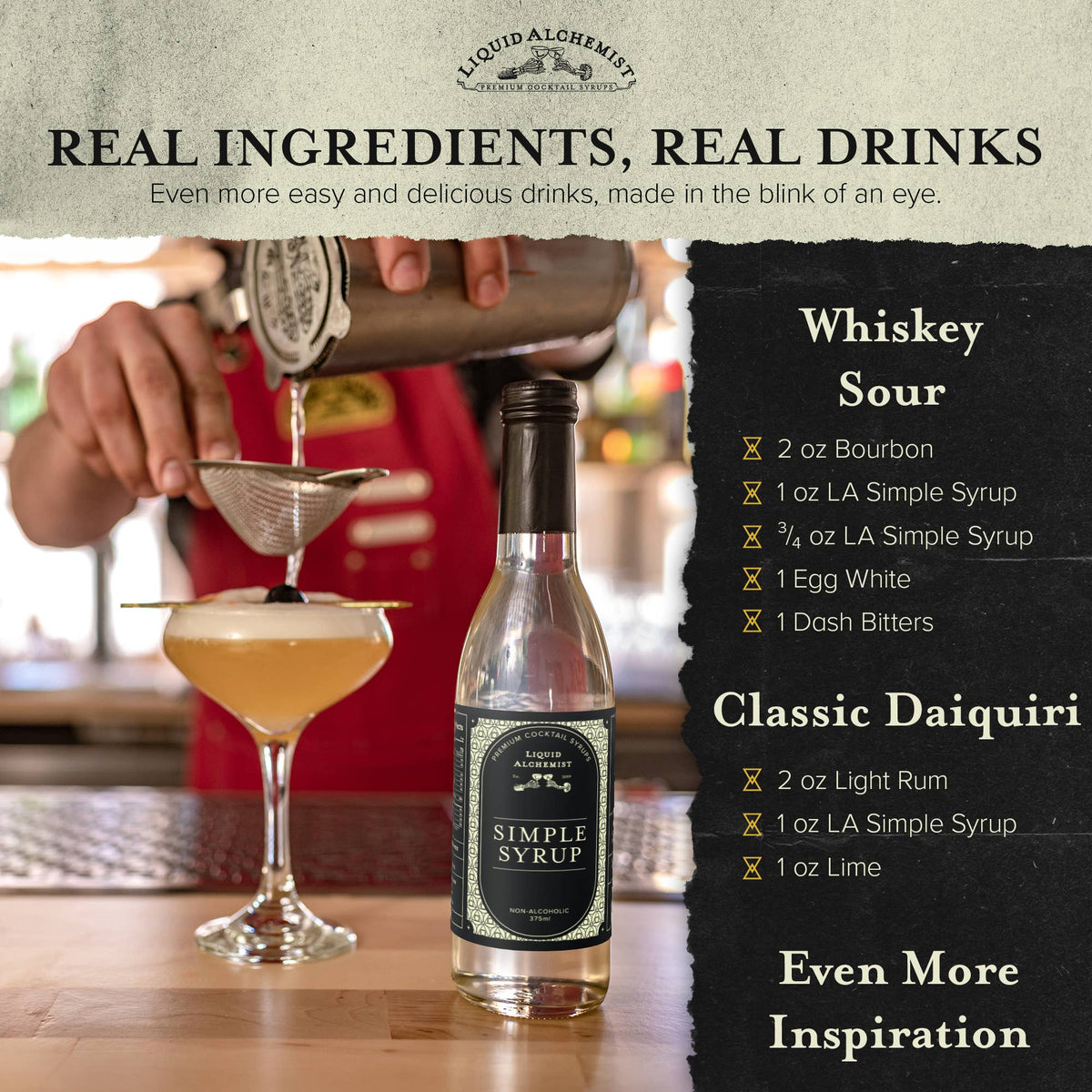 Simple Syrup for Cocktails, Coffee & Drinks: 375ml