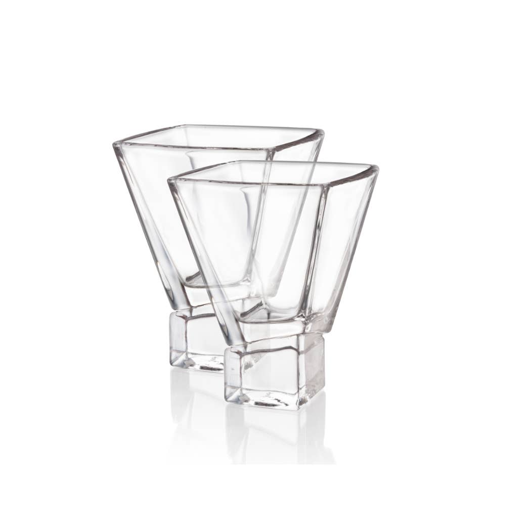 Carre Square Heavy Base Stemless Martini Glasses, 2 glasses