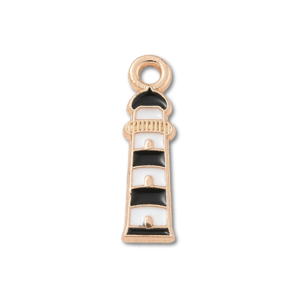 Lighthouse Gold Black Charm